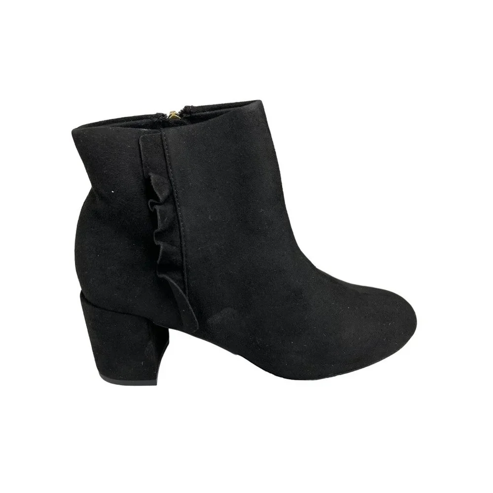 Rockport Oakley Ruffle TOTAL MOTION Black Suede Leather 2.5 inch block heeled Bo - Picture 2 of 16